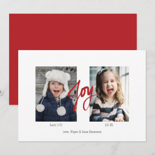 Cartes Pour Fêtes Annuelles JOIE Noël Holiday 2 Photo Flat Card