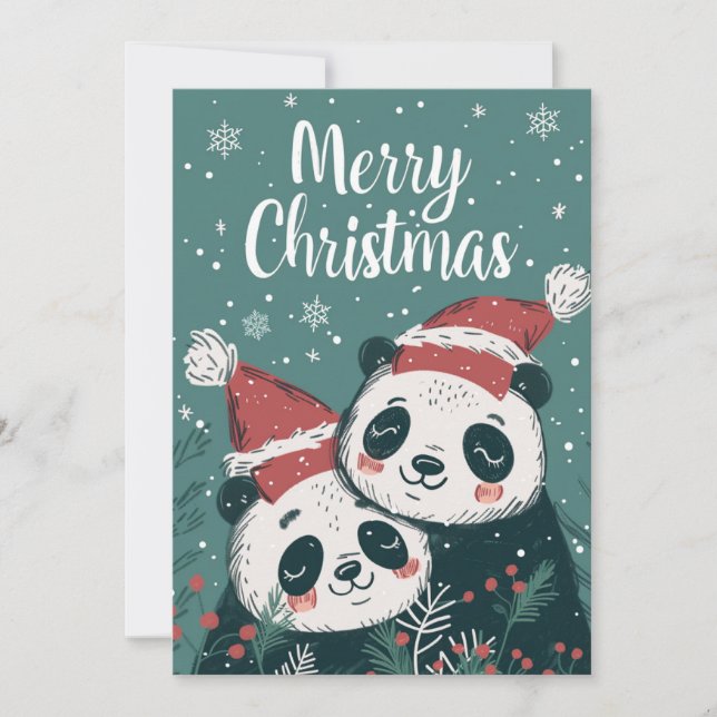 Cartes Pour Fêtes Annuelles Joie Noël Panda Cute (Devant)