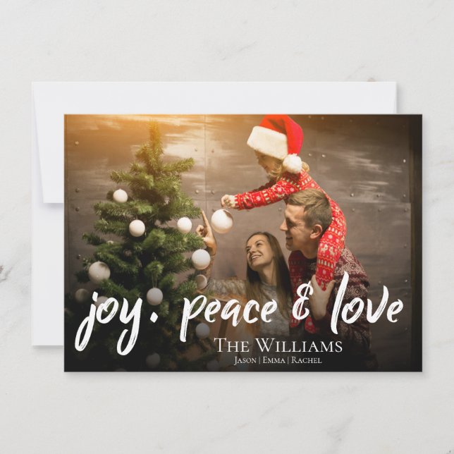 Cartes Pour Fêtes Annuelles Joie Paix et Amour | Photo | Noël (Devant)