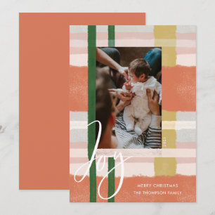 Cartes Pour Fêtes Annuelles Joie Pêche moderne et aquarelle verte photo plis