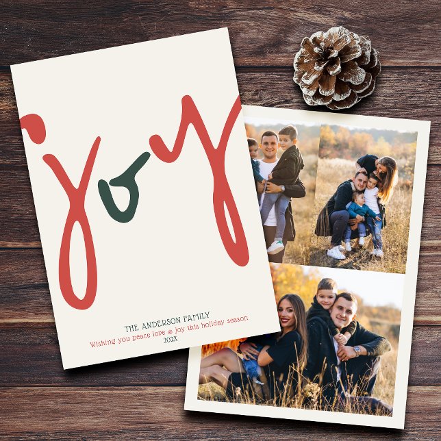 Cartes Pour Fêtes Annuelles Joie photo minimaliste audacieuse (Créateur téléchargé)
