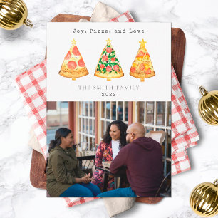 Cartes Pour Fêtes Annuelles Joie Pizza Amour Noël Famille Photo