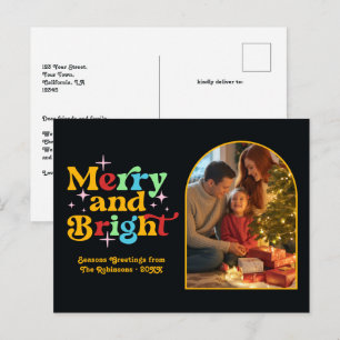 Cartes Pour Fêtes Annuelles Joie rétro Joyeux et lumineux Noël rétro
