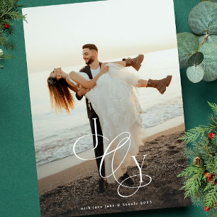 Cartes Pour Fêtes Annuelles JOIE traditionnelle Calligraphie Noël Une photo