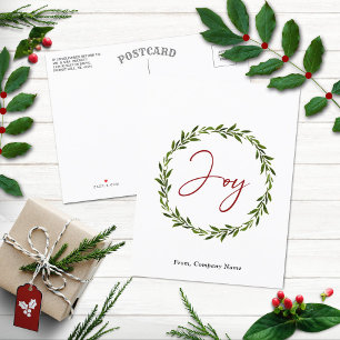Cartes Pour Fêtes Annuelles Joie Typographie Script Wreath Entreprise Noël