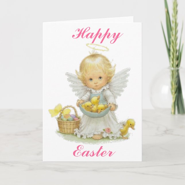 Cartes Pour Fêtes Annuelles Joli Ange De Pâques Et Collier (Devant)