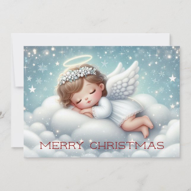 Cartes Pour Fêtes Annuelles Joli bébé ange dormant (Devant)
