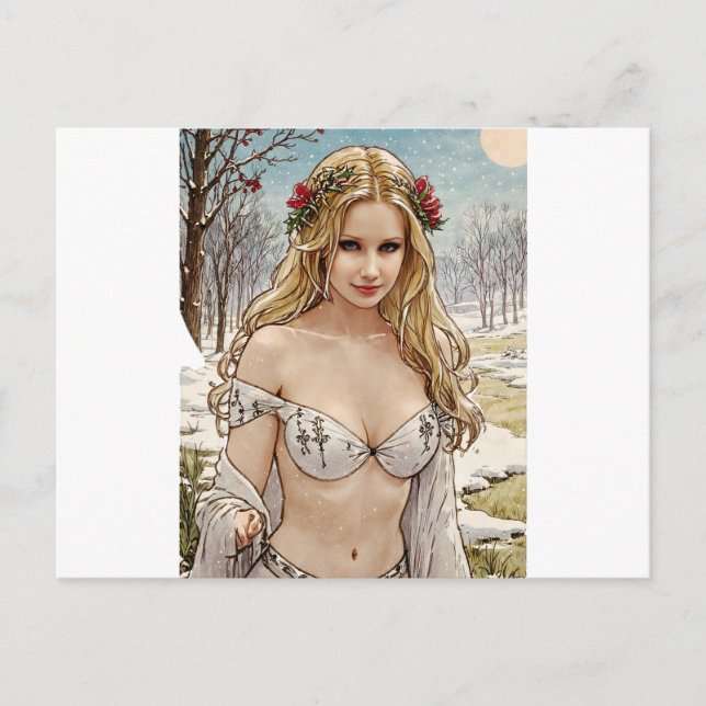 Cartes Pour Fêtes Annuelles Joli Blonde V2 Mucha Style Art (Devant)