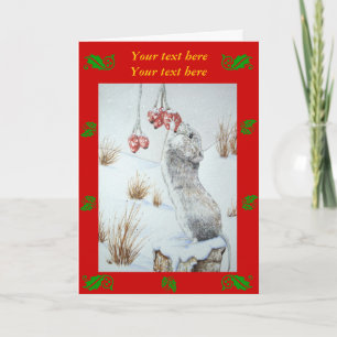 Cartes Pour Fêtes Annuelles joli bois souris neige scène faune noël