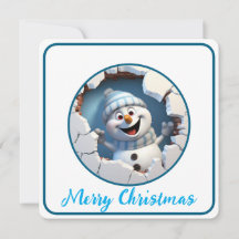 Joli bonhomme de neige de Noël à travers le mur il