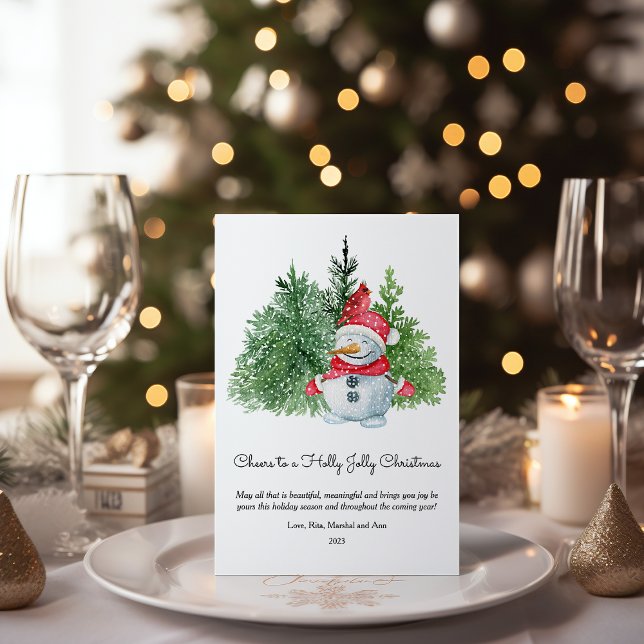 Cartes Pour Fêtes Annuelles Joli Bonhomme de Neige Joyeux Noël Plat (Créateur téléchargé)
