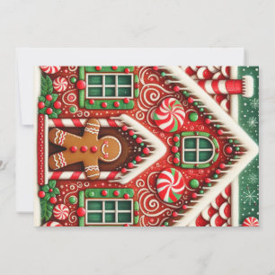 Cartes Pour Fêtes Annuelles Joli bonhomme et maison en pain d'épice fantaisist