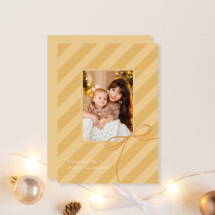 Cartes Pour Fêtes Annuelles Joli Bow Stripes de Noël Simple Golden Photo