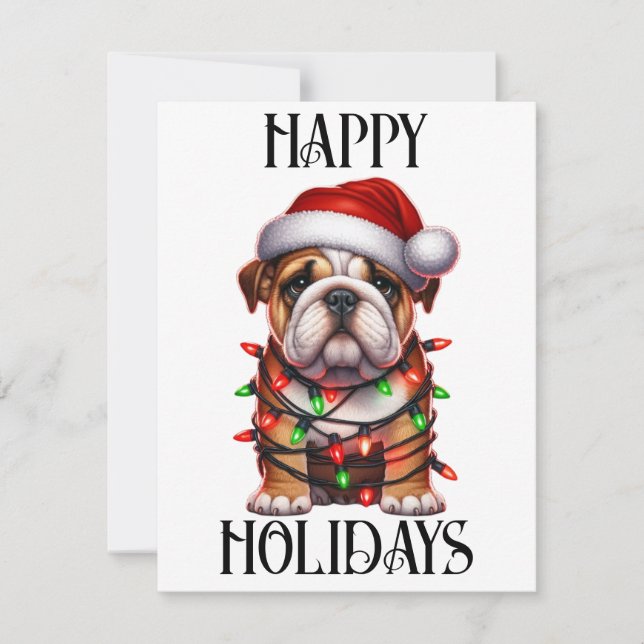 Cartes Pour Fêtes Annuelles Joli Bulldog de Noël (Devant)