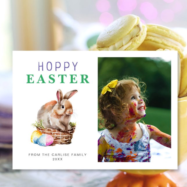 Cartes Pour Fêtes Annuelles Joli Bunny Aquarelle de Pâques (Créateur téléchargé)