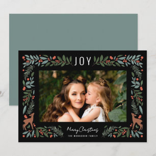 Cartes Pour Fêtes Annuelles Joli cadre Little Deer   Black Photo Christmas