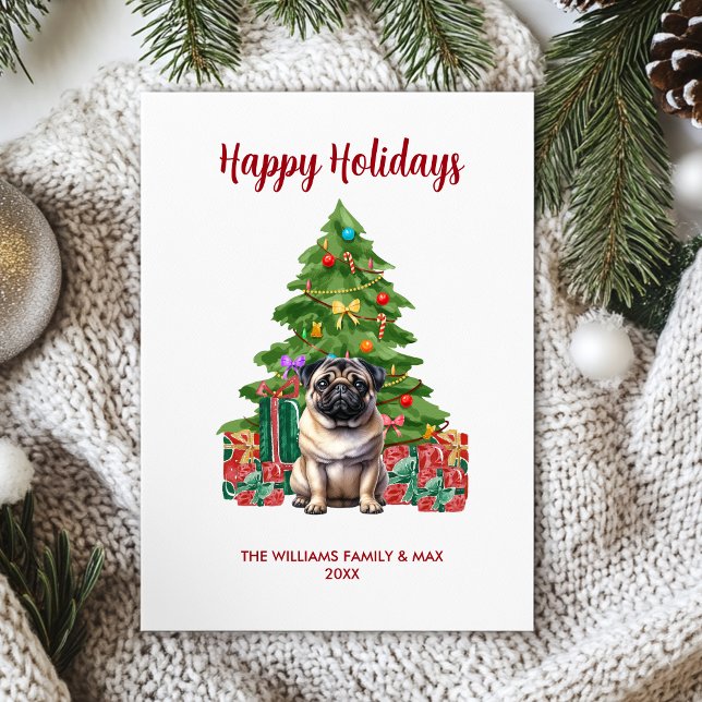 Cartes Pour Fêtes Annuelles Joli Carlin Chien Famille Noël (Créateur téléchargé)