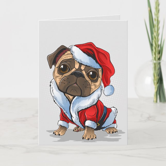 Cartes Pour Fêtes Annuelles Joli Carlin de Noël Père Noël (Devant)