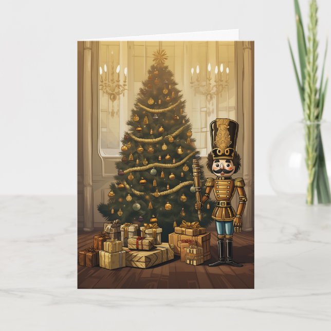 Cartes Pour Fêtes Annuelles Joli casse-noix classique en bois personnalisé pou (Devant)