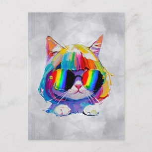 Cartes Pour Fêtes Annuelles Joli Chat Drôle Smol (Peinture N° 5)