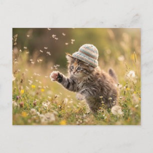 Cartes Pour Fêtes Annuelles Joli Chatons Portant un Chapeau Jouant avec des Pi