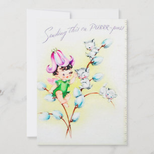 Cartes Pour Fêtes Annuelles Joli chats vintages de Pâques rétro ajouter un mes