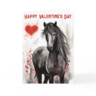 Joli Cheval Noir et Coeurs Saint Valentin