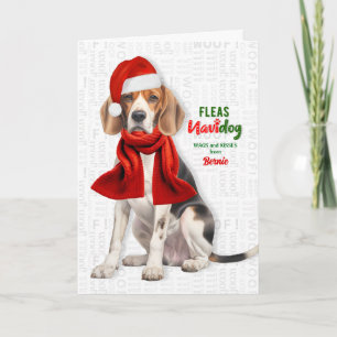 Cartes Pour Fêtes Annuelles Joli chien Bernie Drôle de puces Navidog avec nom