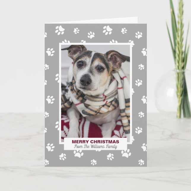 Cartes Pour Fêtes Annuelles Joli chien de Noël Empreintes de pattes animal de  (Devant)