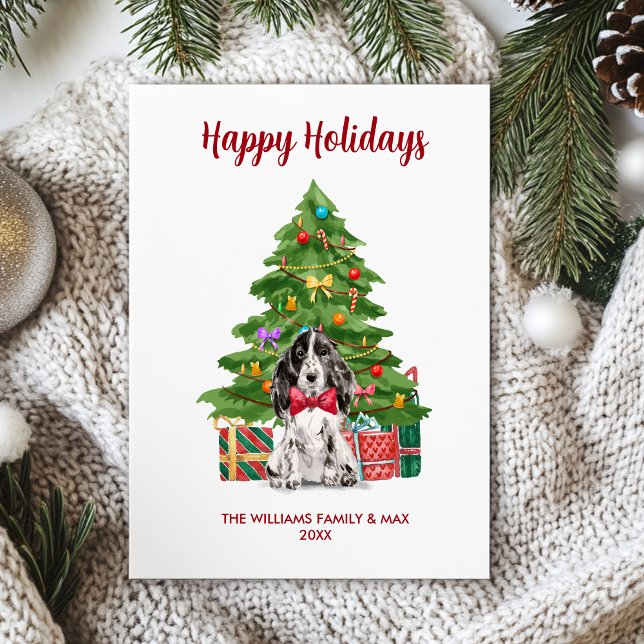 Cartes Pour Fêtes Annuelles Joli Chien Espagnol Noël de famille (Créateur téléchargé)