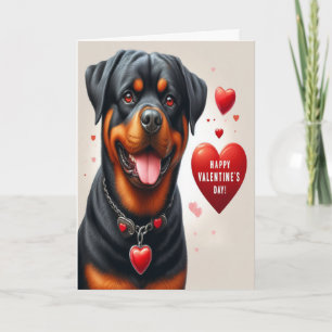 Cartes Pour Fêtes Annuelles Joli chien Rottweiler Joyeuse Saint-Valentin