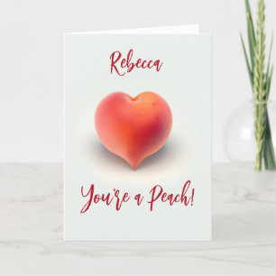 Cartes Pour Fêtes Annuelles Joli Coeur en forme de pêche Nom personnalisé Vale