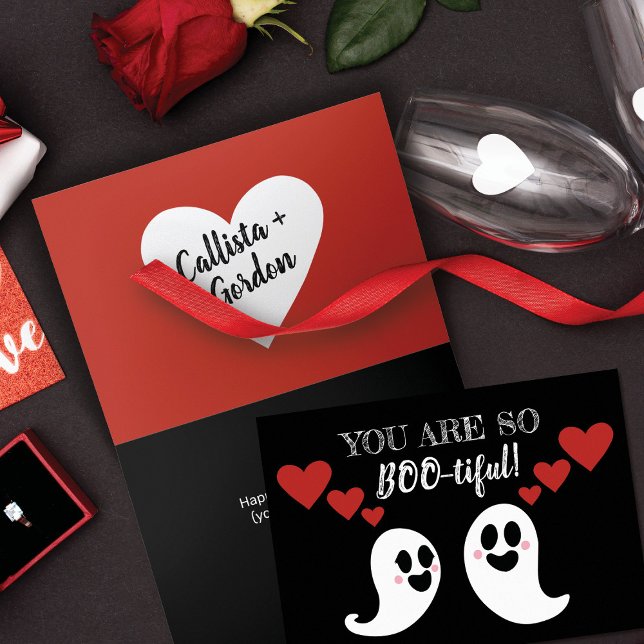 Cartes Pour Fêtes Annuelles Joli Coeur fantôme de Boo Saint Valentin (Créateur téléchargé)