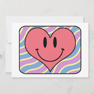 Cartes Pour Fêtes Annuelles Joli cœur rétro souriant de la Saint-Valentin dess