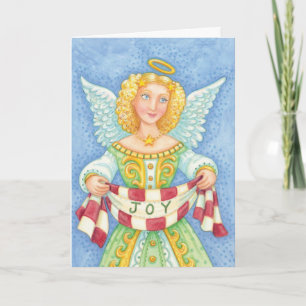 Cartes Pour Fêtes Annuelles Joli dessin de Noël Angel Halo avec bannière Joie