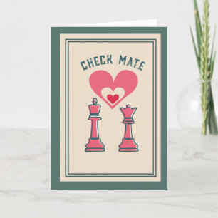 Cartes Pour Fêtes Annuelles Joli Doux Rétro Drôle Échec et mat Saint-Valentin