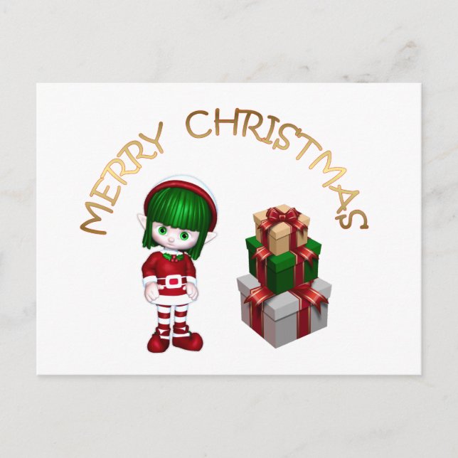 Cartes Pour Fêtes Annuelles Joli elfe de Noël (Devant)