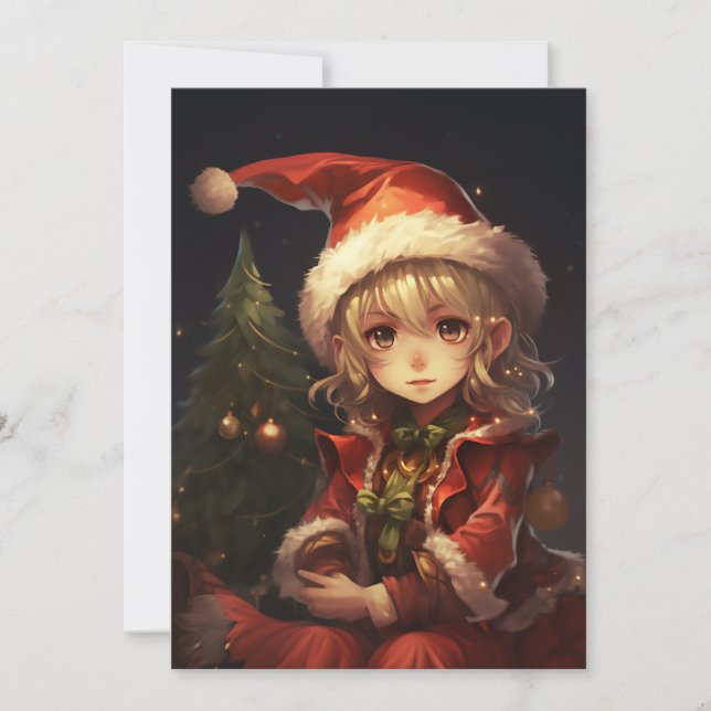 Cartes Pour Fêtes Annuelles Joli elfe de Noël (Devant)