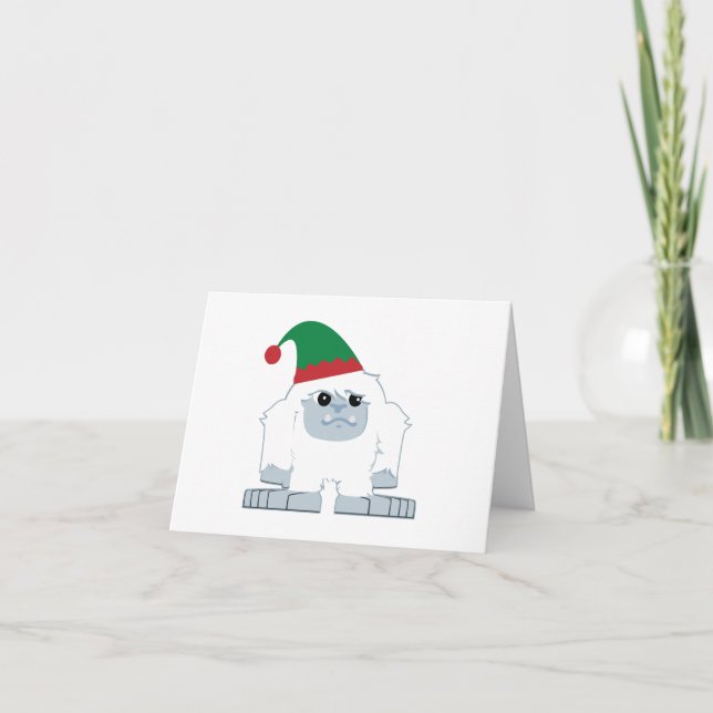 Cartes Pour Fêtes Annuelles Joli elfe de Noël Yeti (Devant)