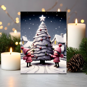 Cartes Pour Fêtes Annuelles Joli Enfants Décorant Arbre de Noël
