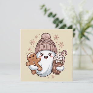 Cartes Pour Fêtes Annuelles Joli fantôme de Noël vacances drôle de Noël Xmas