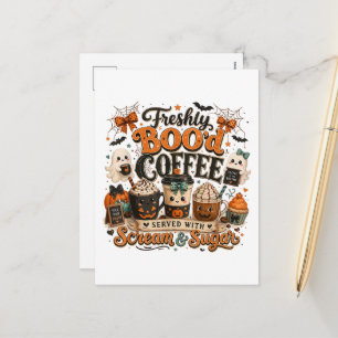 Cartes Pour Fêtes Annuelles Joli Fantôme Ensorcelant Amateur de Café Halloween