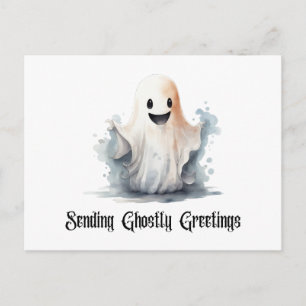 Cartes Pour Fêtes Annuelles Joli Fantôme Envoyant des Salutations Fantomatique