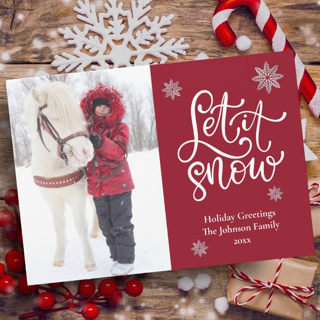 Cartes Pour Fêtes Annuelles Joli Flocon De Neige Laisser Neige Photo Noël (Créateur téléchargé)