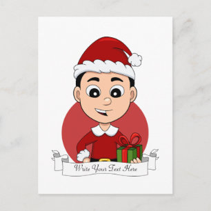 Cartes Pour Fêtes Annuelles Joli garçon de Noël aux cheveux noirs