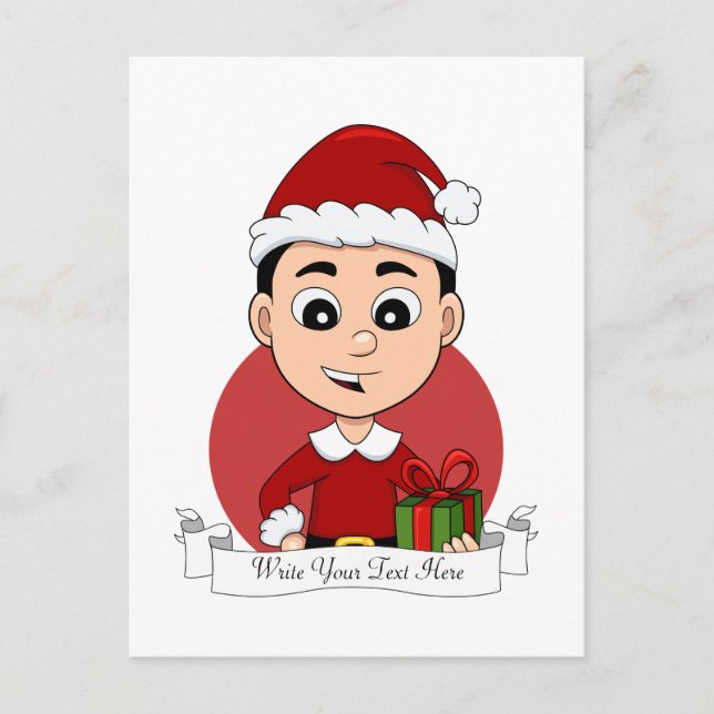 Cartes Pour Fêtes Annuelles Joli garçon de Noël aux cheveux noirs (Devant)