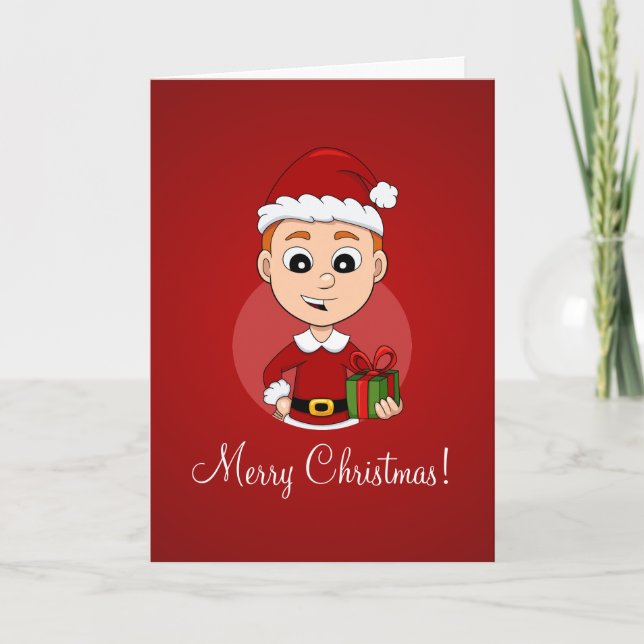 Cartes Pour Fêtes Annuelles Joli garçon de Noël avec cheveux de gingembre (Devant)