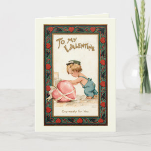 Cartes Pour Fêtes Annuelles Joli garçon Vintage avec coeur Saint Valentin
