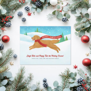 Cartes Pour Fêtes Annuelles Joli Golden Retriever Chien neige Noël