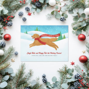 Cartes Pour Fêtes Annuelles Joli Golden Retriever Chien neige Noël